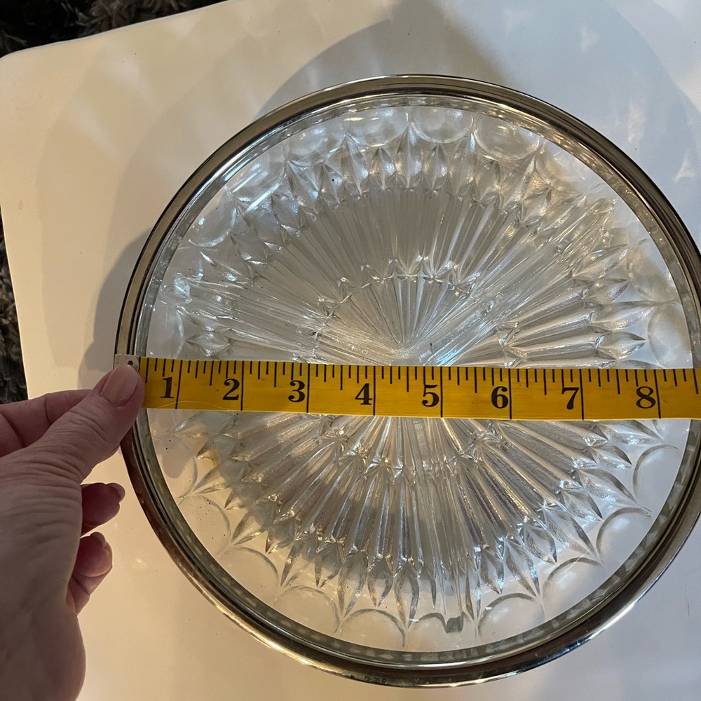 Vintage Candy Dish Silver Plated Rim - Picture 4 of 4